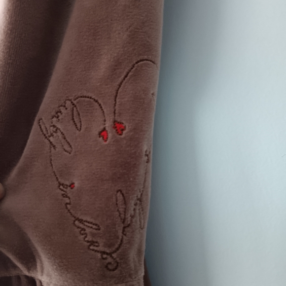 ChillNorway Brown Velour Embroidered Hoodie Dress L - Picture 7 of 11